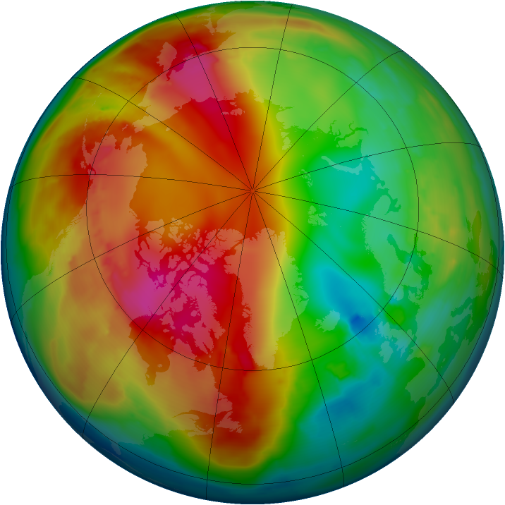 Arctic ozone map for 24 January 2010